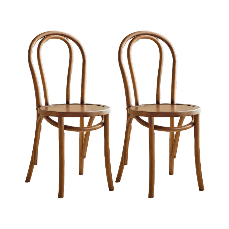 Traditional Style Side Chair Solid Wood Wingback Armless Dining Chair Brown 2 Piece Set Clearhalo 'Dining Chairs' 'Dining Tables & Seating' 'dining_chair' 'furn' 'furn_dining_chair' 'Furniture' 'Kitchen & Dining Furniture' 5155896