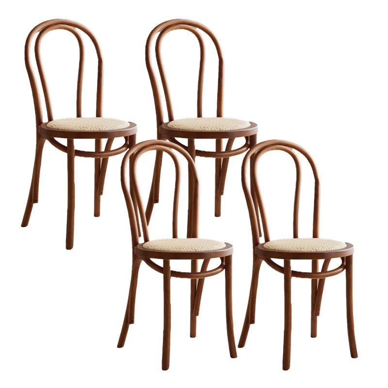 Traditional Style Side Chair Solid Wood Wingback Armless Dining Chair Khaki 4 Piece Set Clearhalo 'Dining Chairs' 'Dining Tables & Seating' 'dining_chair' 'furn' 'furn_dining_chair' 'Furniture' 'Kitchen & Dining Furniture' 5155904