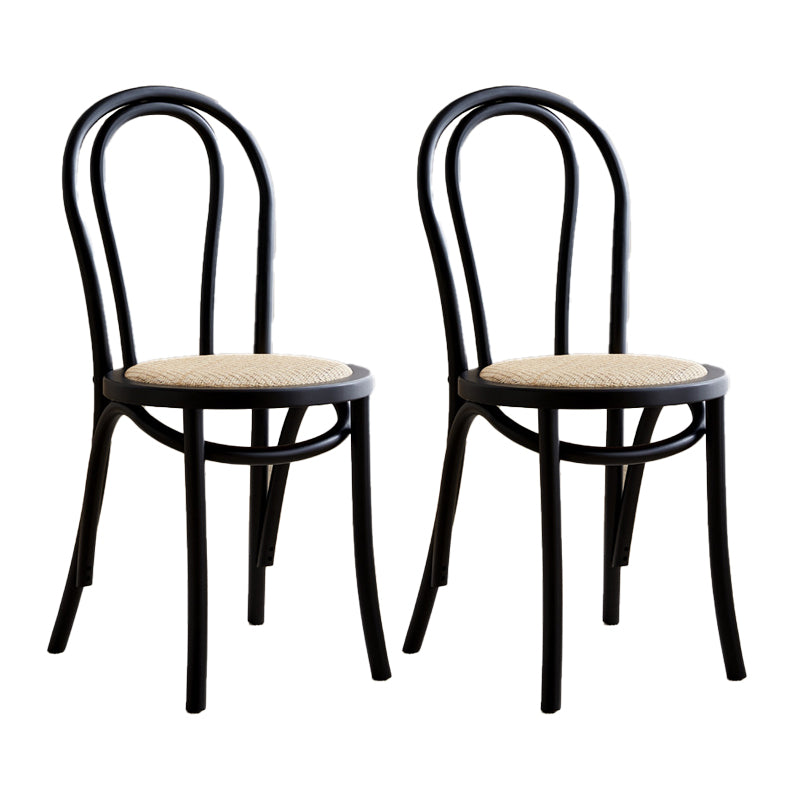 Traditional Style Side Chair Solid Wood Wingback Armless Dining Chair Natural Wood Black 2 Piece Set Clearhalo 'Dining Chairs' 'Dining Tables & Seating' 'dining_chair' 'furn' 'furn_dining_chair' 'Furniture' 'Kitchen & Dining Furniture' 5155915