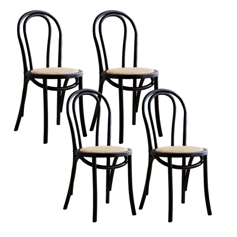 Traditional Style Side Chair Solid Wood Wingback Armless Dining Chair Natural Wood Black 4 Piece Set Clearhalo 'Dining Chairs' 'Dining Tables & Seating' 'dining_chair' 'furn' 'furn_dining_chair' 'Furniture' 'Kitchen & Dining Furniture' 5155916