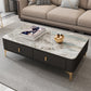 Modern Rectangular Stone Coffee Cocktail Table with Drawers, 47.2" W x 23.6" D x 15.7" H