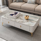 Modern Rectangular Stone Coffee Cocktail Table with Drawers, 47.2" W x 23.6" D x 15.7" H