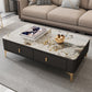 Modern Rectangular Stone Coffee Cocktail Table with Drawers, 47.2" W x 23.6" D x 15.7" H