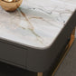 Modern Rectangular Stone Coffee Cocktail Table with Drawers, 47.2" W x 23.6" D x 15.7" H