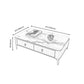 Modern Rectangular Stone Coffee Cocktail Table with Drawers, 47.2" W x 23.6" D x 15.7" H