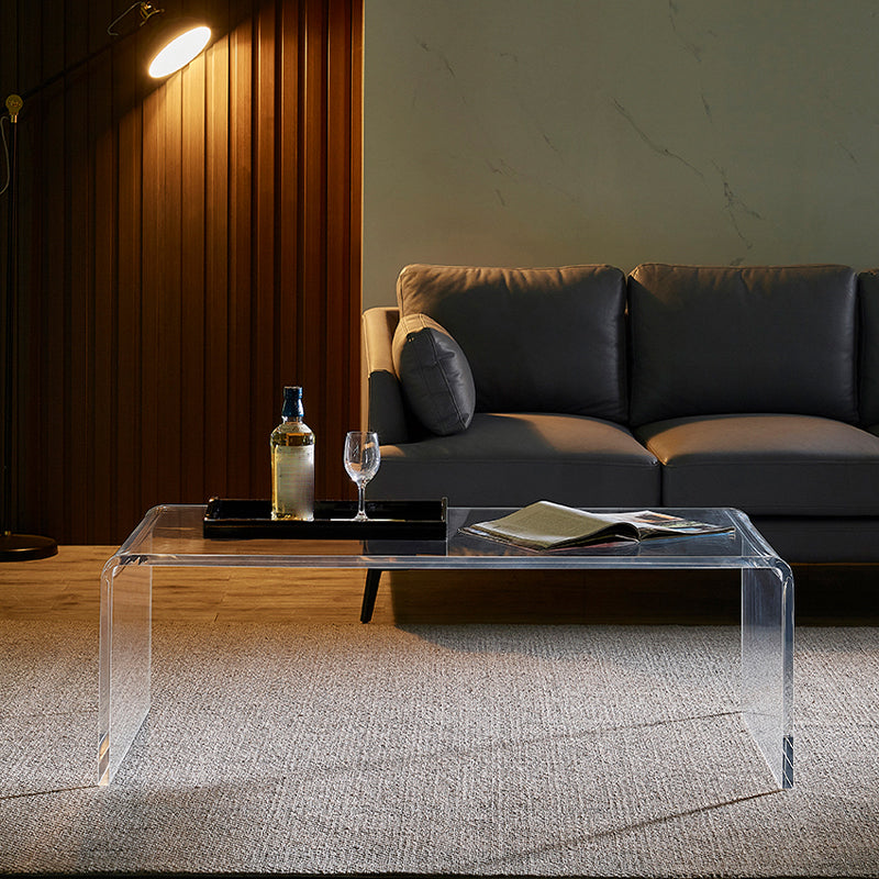 Modern Rectangle Coffee Table Acrylic Cocktail Table for Living Room