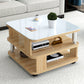 Nordic Glass Top Coffee Table Square Cocktail Table with Caster Natural White Clearhalo 'Coffee & Accent Tables' 'Coffee Tables' 'coffee_tables' 'furn' 'furn_coffee_tables' 'Furniture' 'Living Room Furniture' 5158177