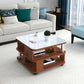 Nordic Glass Top Coffee Table Square Cocktail Table with Caster Walnut White Clearhalo 'Coffee & Accent Tables' 'Coffee Tables' 'coffee_tables' 'furn' 'furn_coffee_tables' 'Furniture' 'Living Room Furniture' 5158183