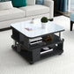 Nordic Glass Top Coffee Table Square Cocktail Table with Caster 23.6"L x 23.6"W x 21.7"H Black White Clearhalo 'Coffee & Accent Tables' 'Coffee Tables' 'coffee_tables' 'furn' 'furn_coffee_tables' 'Furniture' 'Living Room Furniture' 5158184