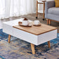Retangular Natural Wood 4 Legs Coffee Table 1 Single Modern Cocktail Table with Drawers