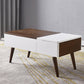 Retangular Natural Wood 4 Legs Coffee Table 1 Single Modern Cocktail Table with Drawers