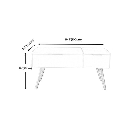 Retangular Natural Wood 4 Legs Coffee Table 1 Single Modern Cocktail Table with Drawers