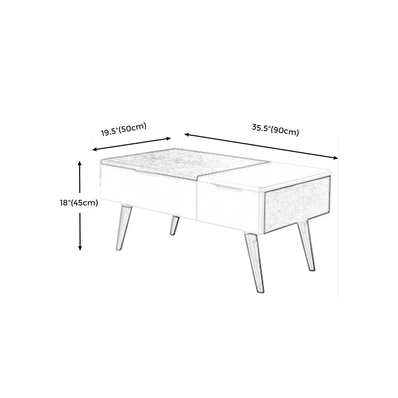 Retangular Natural Wood 4 Legs Coffee Table 1 Single Modern Cocktail Table with Drawers