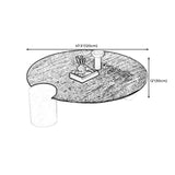 Modern Marble 2 Legs Coffee Table Round Glass Top Cocktail Table in Clear