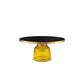 Modernism Pedestal 1 Single Coffee Table Round Glass Cocktail Table 30"L x 30"W x 14"H Yellow Clearhalo 'Coffee & Accent Tables' 'Coffee Tables' 'coffee_tables' 'furn' 'furn_coffee_tables' 'Furniture' 'Living Room Furniture' 5158335