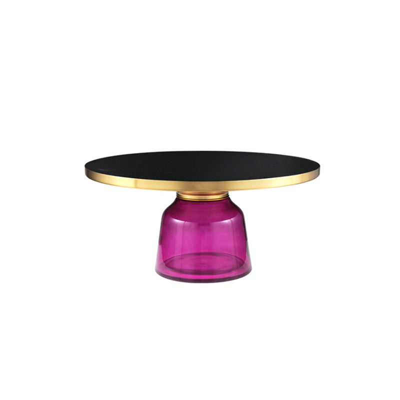 Modernism Pedestal 1 Single Coffee Table Round Glass Cocktail Table 30"L x 30"W x 14"H Purple Clearhalo 'Coffee & Accent Tables' 'Coffee Tables' 'coffee_tables' 'furn' 'furn_coffee_tables' 'Furniture' 'Living Room Furniture' 5158338