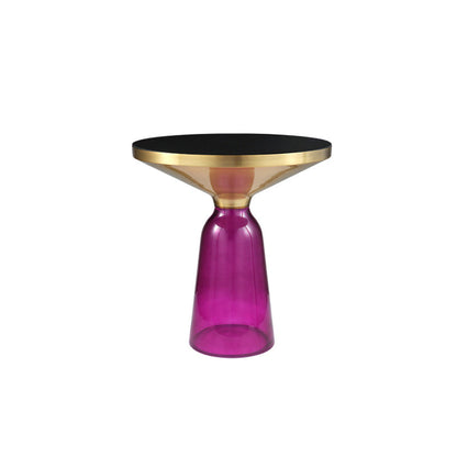Modernism Pedestal 1 Single Coffee Table Round Glass Cocktail Table 20"L x 20"W x 21"H Purple Clearhalo 'Coffee & Accent Tables' 'Coffee Tables' 'coffee_tables' 'furn' 'furn_coffee_tables' 'Furniture' 'Living Room Furniture' 5158342