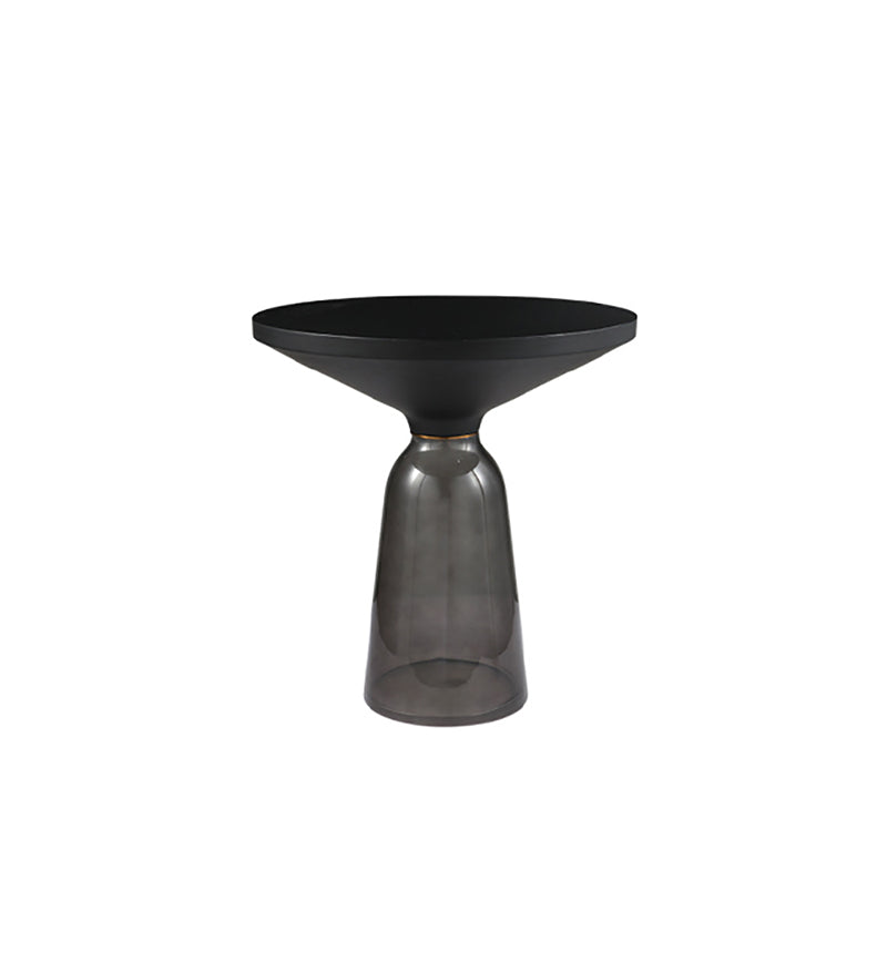 Modernism Pedestal 1 Single Coffee Table Round Glass Cocktail Table 20"L x 20"W x 21"H Black Clearhalo 'Coffee & Accent Tables' 'Coffee Tables' 'coffee_tables' 'furn' 'furn_coffee_tables' 'Furniture' 'Living Room Furniture' 5158346