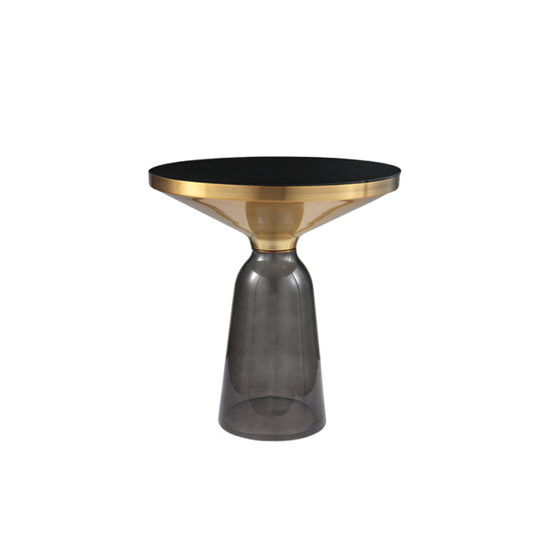 Modernism Pedestal 1 Single Coffee Table Round Glass Cocktail Table 20"L x 20"W x 21"H Grey Clearhalo 'Coffee & Accent Tables' 'Coffee Tables' 'coffee_tables' 'furn' 'furn_coffee_tables' 'Furniture' 'Living Room Furniture' 5158347