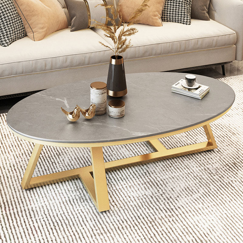 Table basse ovale en marbre en fausse en marbre avec dessus noir / gris / blanc