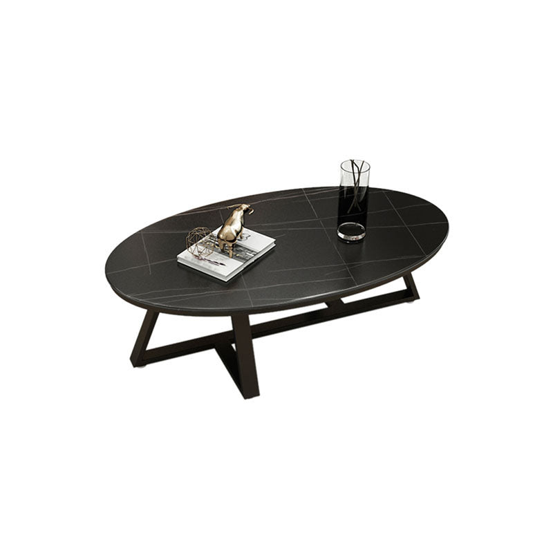 Table basse ovale en marbre en fausse en marbre avec dessus noir / gris / blanc