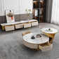 Modern Marble Drum Coffee Table Round Cocktail Table in white 35.5"L x 35.5"W x 14"H + 24"L x 24"W x 20"H Gold Clearhalo 'Coffee & Accent Tables' 'Coffee Tables' 'coffee_tables' 'furn' 'furn_coffee_tables' 'Furniture' 'Living Room Furniture' 5158414