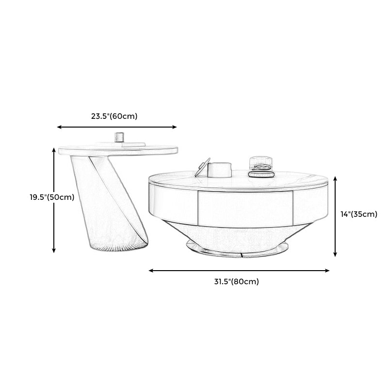 Modern Marble Drum Coffee Table Round Cocktail Table in white Clearhalo 'Coffee & Accent Tables' 'Coffee Tables' 'coffee_tables' 'furn' 'furn_coffee_tables' 'Furniture' 'Living Room Furniture' 5158422