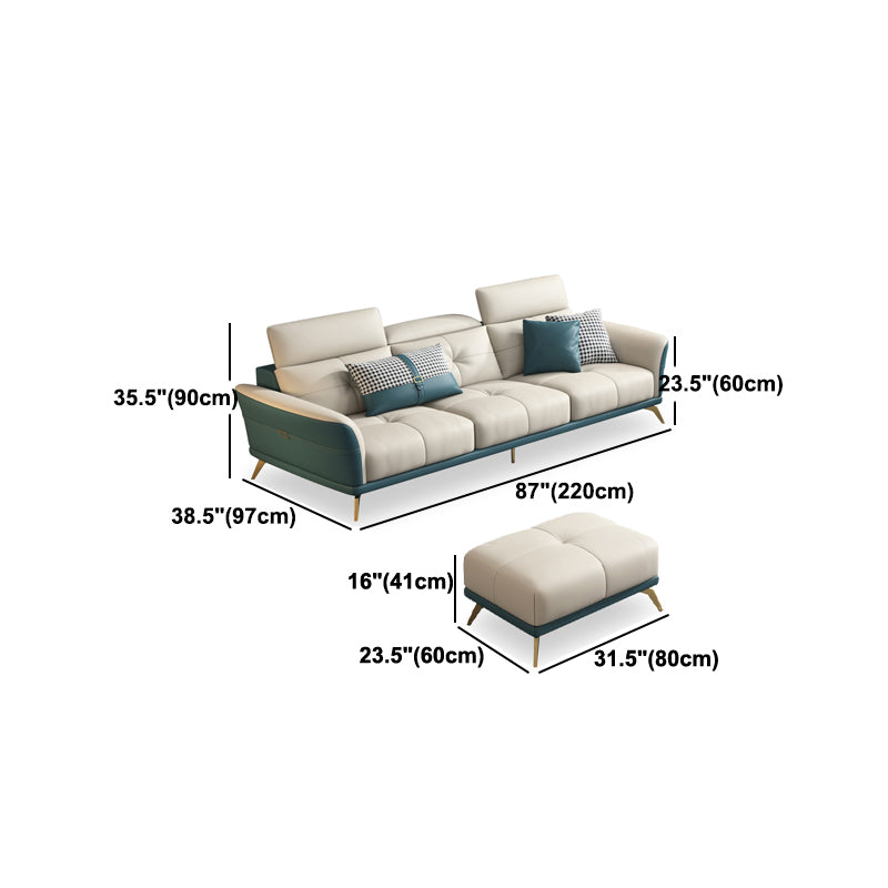 Smoking-Armse-Sofa 35,43 "Hoch echtes Leder-Tufted-Split-Back-Sofa