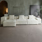 Cotton Blend Square Arm Sectional Sofa 25.6"High Cushion Back Sofa,White