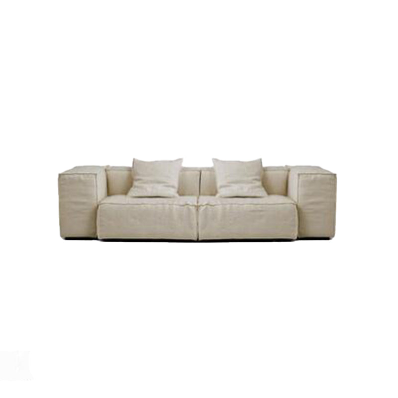 Cotton Blend Square Arm Sectional Sofa 25.6"High Cushion Back Sofa,White