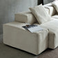 Cotton Blend Square Arm Sectional Sofa 25.6"High Cushion Back Sofa,White