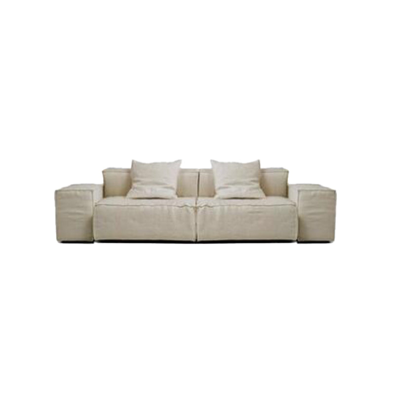 Cotton Blend Square Arm Sectional Sofa 25.6"High Cushion Back Sofa,White