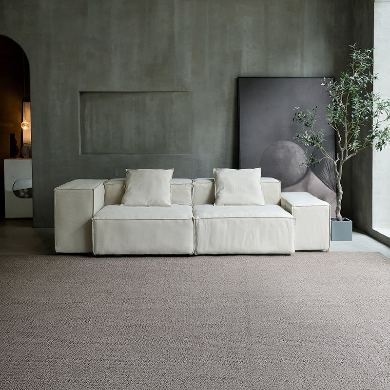 Divano sezionale a braccio quadrato di miscela di cotone 25,6 "divano posteriore ad alta cuscino, bianco