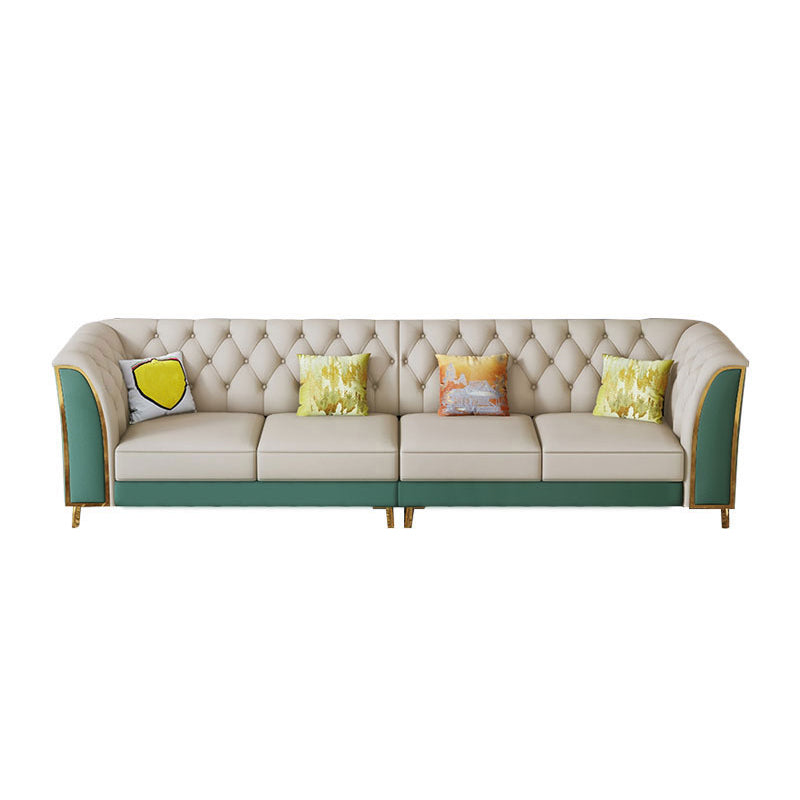 革タキシードアームセクショナルソファ33.46 "房状のスプリットバックソファ