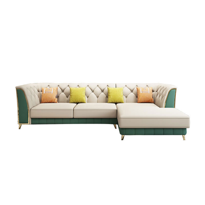 Sofa sectionnel du bras de smoking en cuir 33,46 "Sofa à dos de haut toufté haut