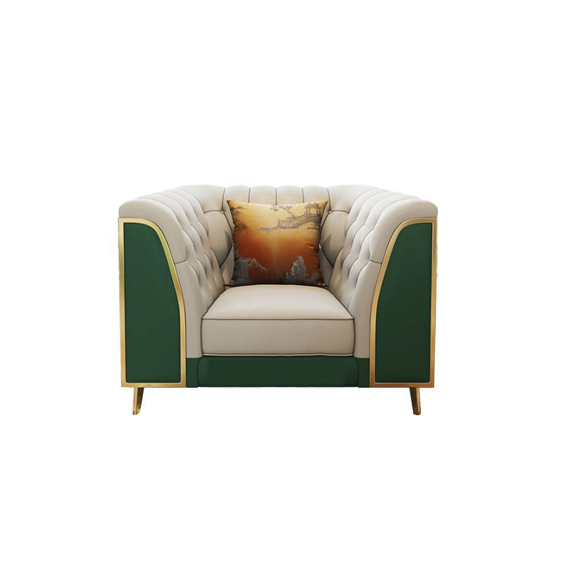 Leather Tuxedo Arm Sectional Sofa 33.46"High Tufted Split-Back Sofa