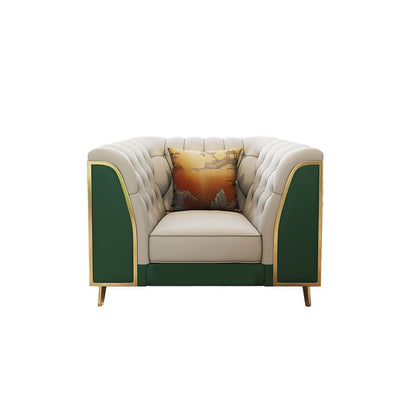 Leather Tuxedo Arm Sectional Sofa 33.46"High Tufted Split-Back Sofa