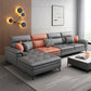 Faux Leather Stain-Resistant L-Shape Sectional Sofa with Chaise for Four People Orange Gray Left Clearhalo 'furn' 'furn_sectionals' 'Furniture' 'Living Room Furniture' 'Sectionals' 5158640