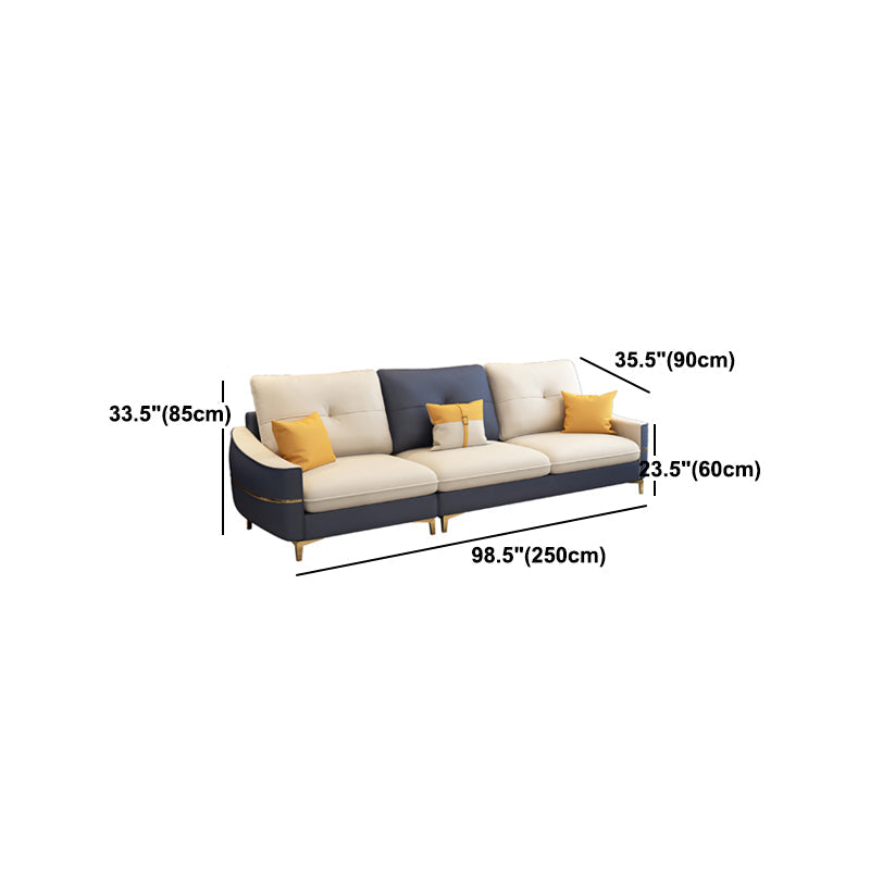 Square Arm Faux Leather Furniture Sectionals in Blue and White Clearhalo 'furn' 'furn_sectionals' 'Furniture' 'Living Room Furniture' 'Sectionals' 5158722