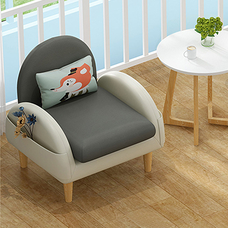 Faux Leather Arm Chair Pillow Back Accent Chair, 23.62" W √ó 25.59" L √ó 25.59" H Grey Clearhalo 'Accent Chairs' 'accent_chairs' 'Chairs & Seating' 'furn' 'furn_accent_chairs' 'Furniture' 'Living Room Furniture' 5158723