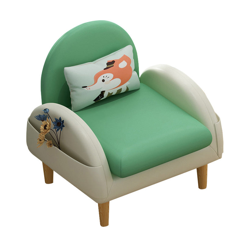 Faux Leather Arm Chair Pillow Back Accent Chair, 23.62" W √ó 25.59" L √ó 25.59" H Green Clearhalo 'Accent Chairs' 'accent_chairs' 'Chairs & Seating' 'furn' 'furn_accent_chairs' 'Furniture' 'Living Room Furniture' 5158724