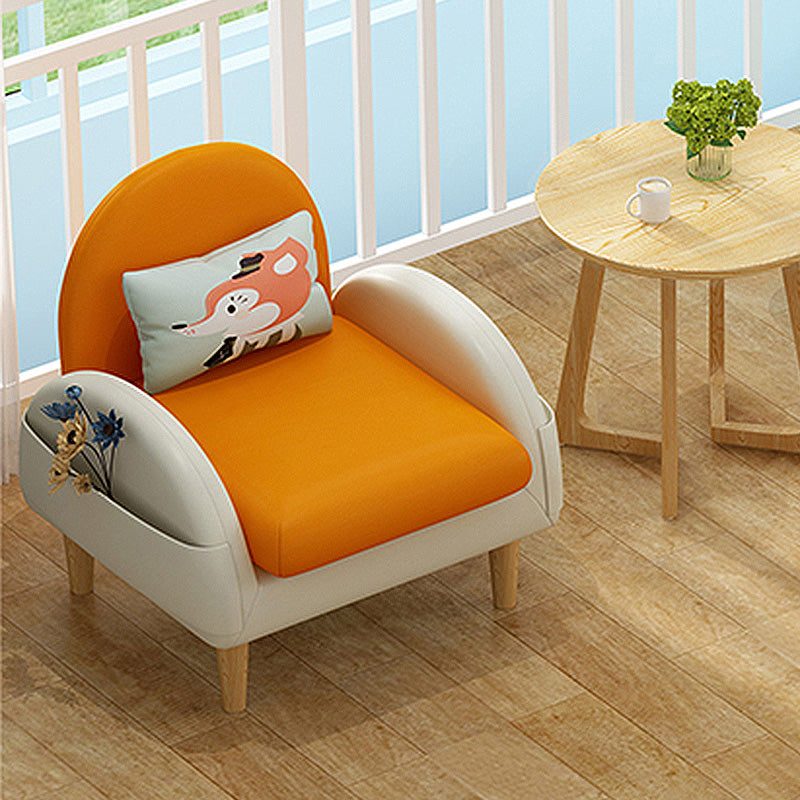 Faux Leather Arm Chair Pillow Back Accent Chair, 23.62" W √ó 25.59" L √ó 25.59" H Orange-Red Clearhalo 'Accent Chairs' 'accent_chairs' 'Chairs & Seating' 'furn' 'furn_accent_chairs' 'Furniture' 'Living Room Furniture' 5158725