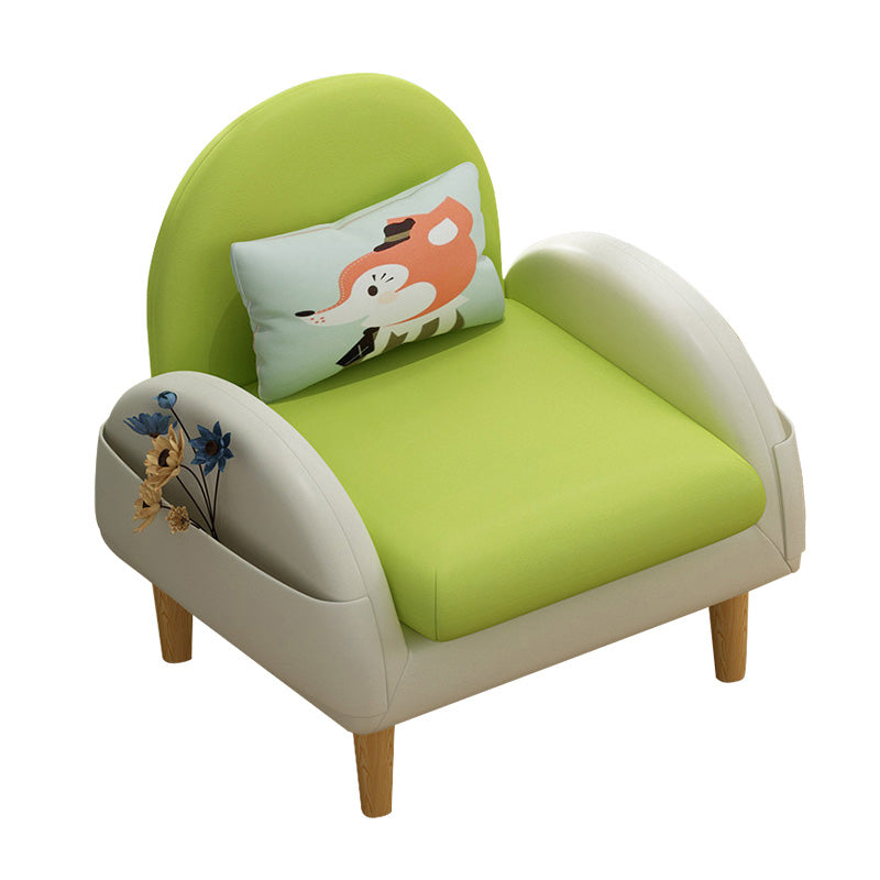 Faux Leather Arm Chair Pillow Back Accent Chair, 23.62" W √ó 25.59" L √ó 25.59" H Olive Green Clearhalo 'Accent Chairs' 'accent_chairs' 'Chairs & Seating' 'furn' 'furn_accent_chairs' 'Furniture' 'Living Room Furniture' 5158726