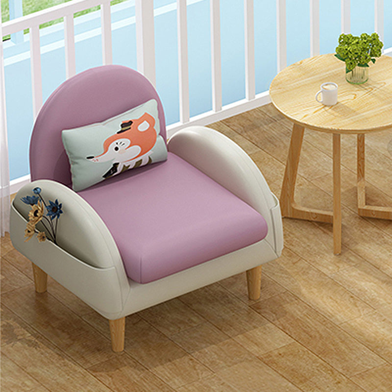 Faux Leather Arm Chair Pillow Back Accent Chair, 23.62" W √ó 25.59" L √ó 25.59" H Pink Clearhalo 'Accent Chairs' 'accent_chairs' 'Chairs & Seating' 'furn' 'furn_accent_chairs' 'Furniture' 'Living Room Furniture' 5158727