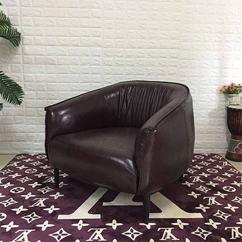 Braccia in pelle per camera da letto a colori solidi inclusi braccia rotonde sedia a barre posteriore