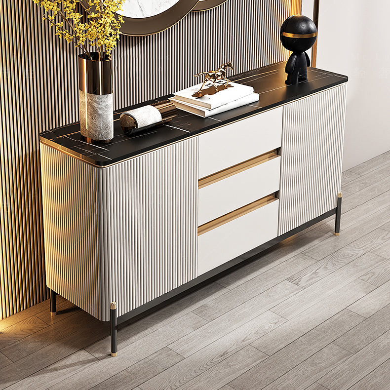 Sideboard da pranzo a 2 porte in stile glam con cassetti per soggiorno