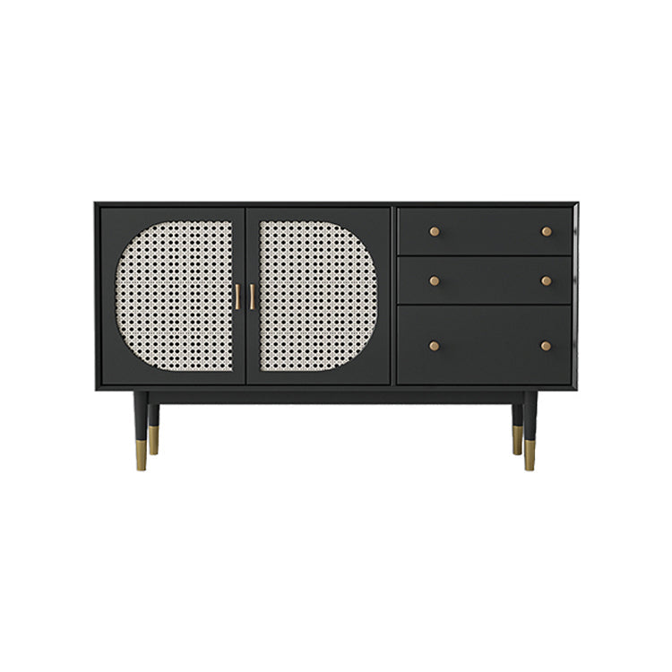 Wooden Rectangle Storage Sideboard Luxury Cabinet with Drawers and Doors Black Clearhalo 'buffet_sideboard' 'Buffets & Sideboards' 'furn' 'furn_buffet_sideboard' 'Furniture' 'Kitchen & Dining Furniture' 5158968