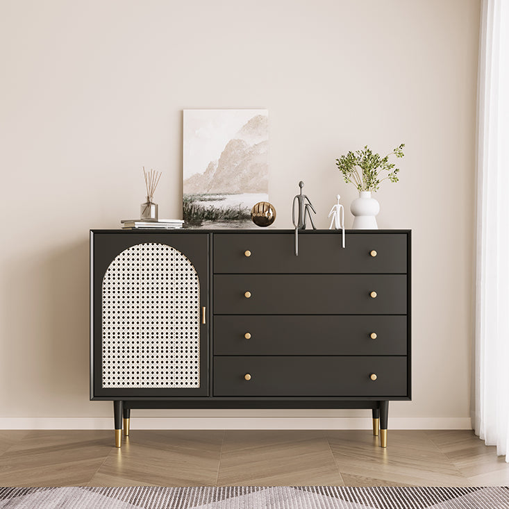 Wooden Rectangle Storage Sideboard Luxury Cabinet with Drawers and Doors Black Clearhalo 'buffet_sideboard' 'Buffets & Sideboards' 'furn' 'furn_buffet_sideboard' 'Furniture' 'Kitchen & Dining Furniture' 5158969
