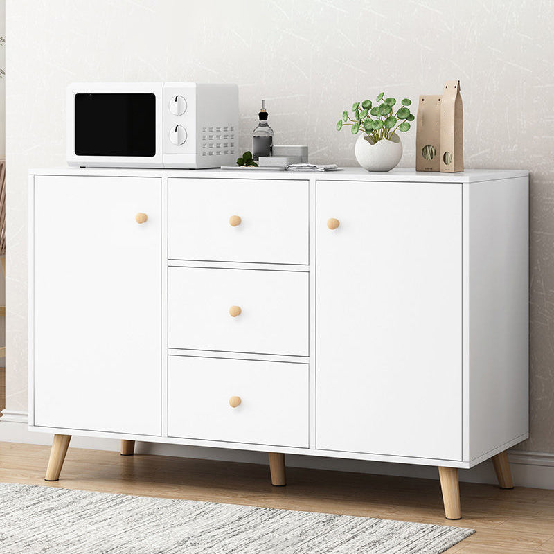 Contemporary Style Sideboard Engineered Wood Dining Sideboard with Storage 47"L x 12"W x 31"H White Clearhalo 'buffet_sideboard' 'Buffets & Sideboards' 'furn' 'furn_buffet_sideboard' 'Furniture' 'Kitchen & Dining Furniture' 5159032