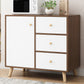 Contemporary Style Sideboard Engineered Wood Dining Sideboard with Storage 31"L x 12"W x 31"H White-Brown Clearhalo 'buffet_sideboard' 'Buffets & Sideboards' 'furn' 'furn_buffet_sideboard' 'Furniture' 'Kitchen & Dining Furniture' 5159035